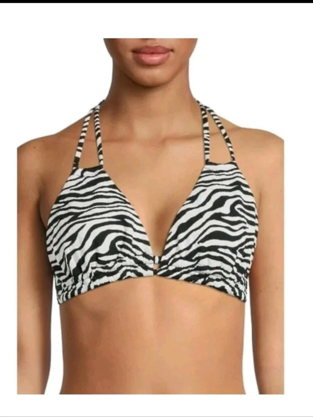 NWT Zebra Print Triangle Bikini Top andHigh Waist Bikini Bottoms - Black & White